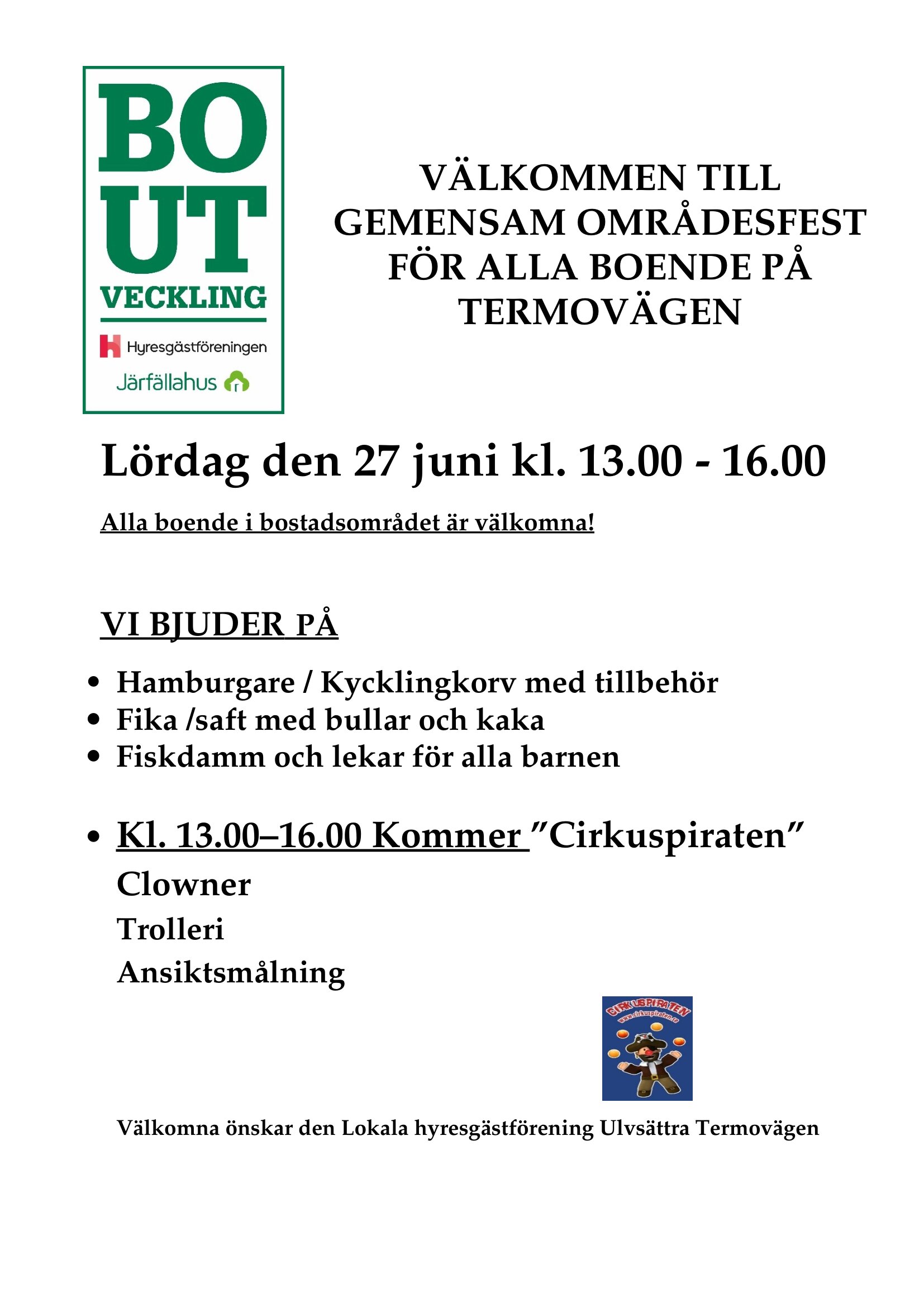 OMRÅDESFEST ULSÄTTRA TERMOVÄGEN 27 JUNI 2026 1